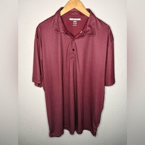 Greg Norman ML75 Moisture Wicking Maroon Striped Polo Shirt XXL Short Sleeve